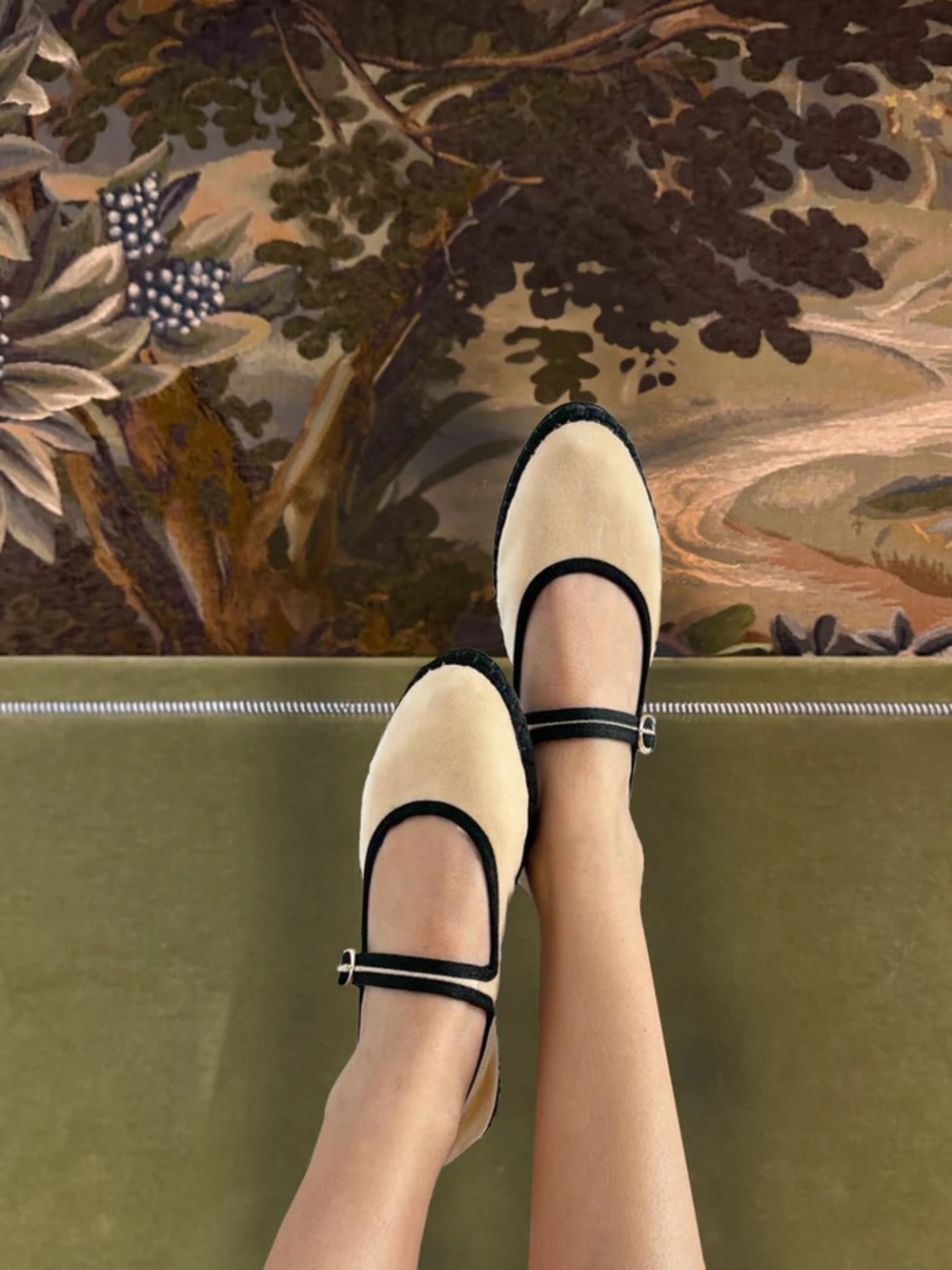 NWT FLABELUS Theodora Velvet Mary Jane Ballet Flat Size 39